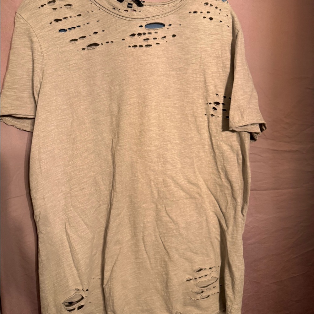 Distressed Beige Men's T-Shirt